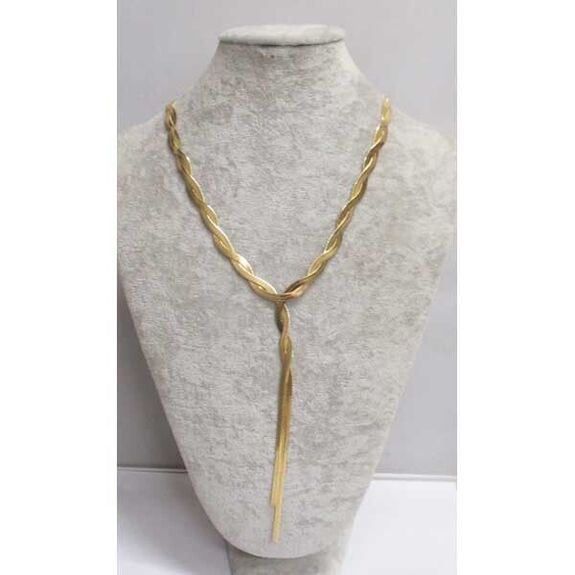 gold-plated stainless steel twisted plunging necklace