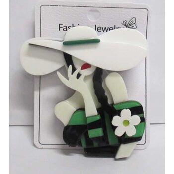 lady with hat jewelry brooch
