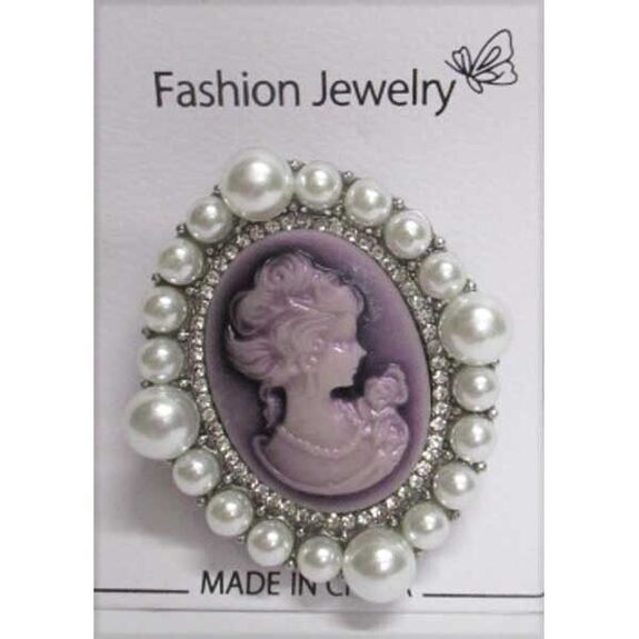 broche camée vintage en cristal victorien
