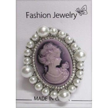 vintage victorian crystal cameo brooch
