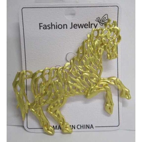 Golden horse jewelry brooch