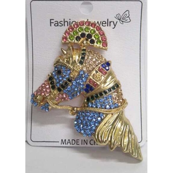 pendentif broche cheval tête strass