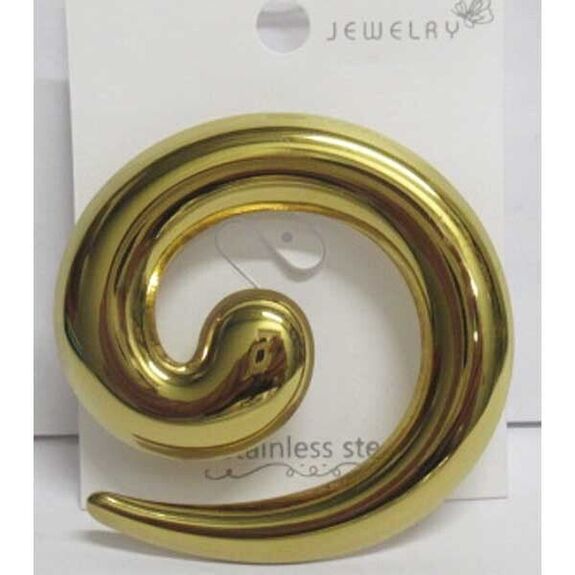 spiral jewelry brooch in gold-plated steel