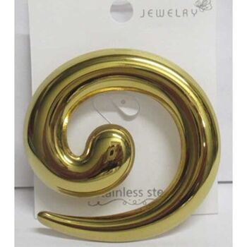 spiral jewelry brooch in gold-plated steel