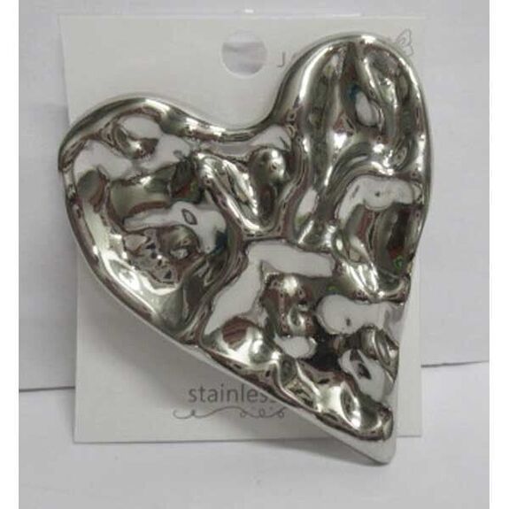 bijoux broche coeur marbre acier inoxydable