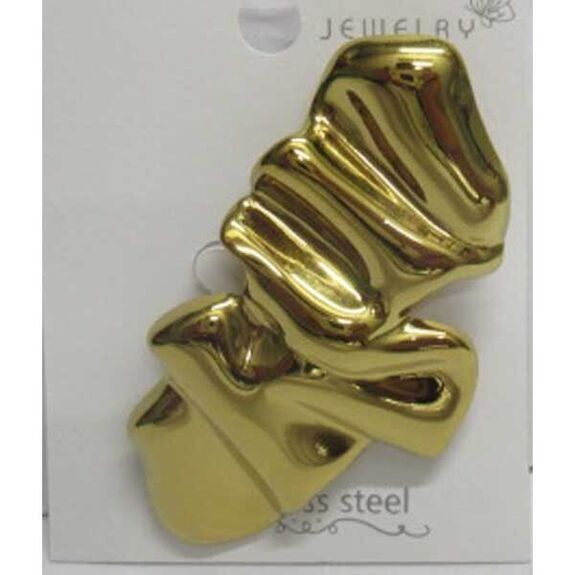 bijoux broche roche en acier doré