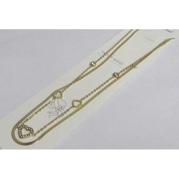 Bijoux pendentif  coeur en acier double chaine serpent