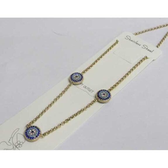 bijoux pendentif strass bleu en acier chaîne maille