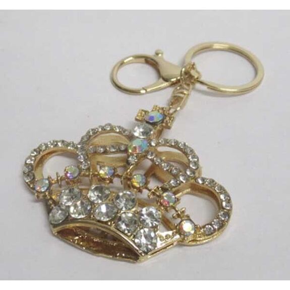 golden rhinestone crown keychain jewelry