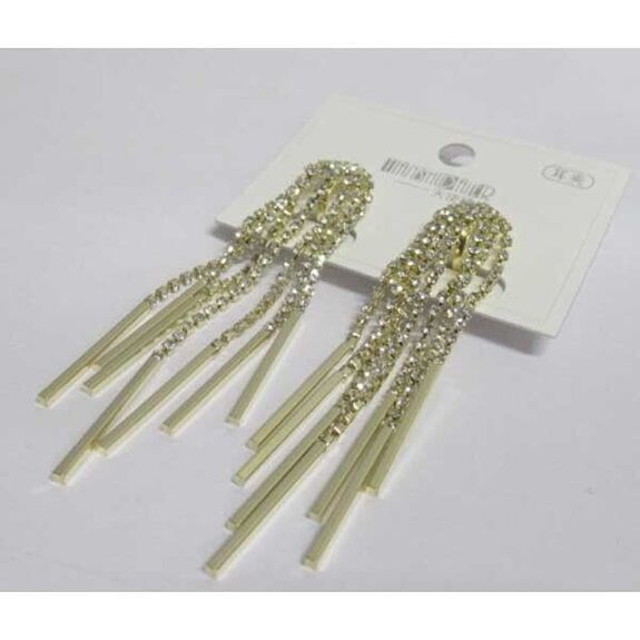 boucles oreilles cristal strass doré avec tiges pendantes