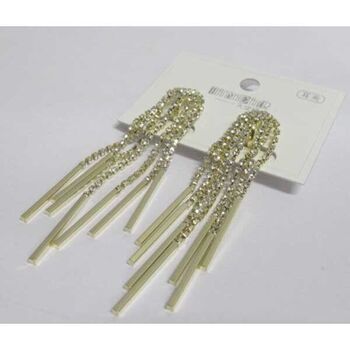 boucles oreilles cristal strass doré avec tiges pendantes