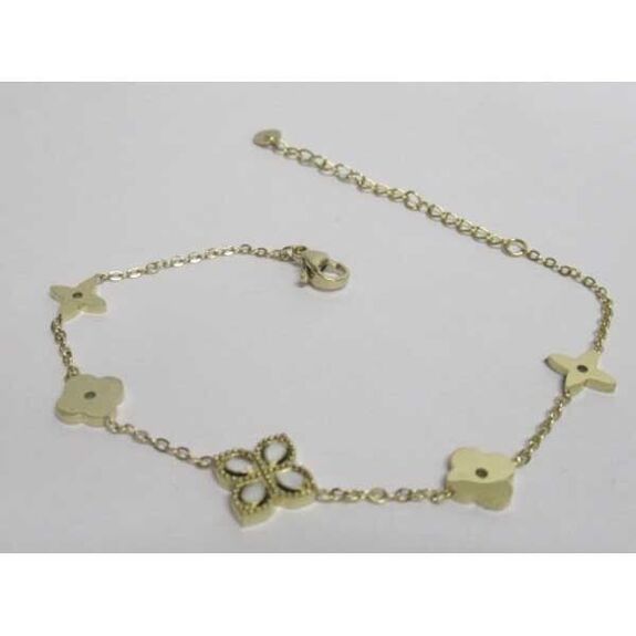 bracelet chaîne trefle fleur acier doré inoxydable
