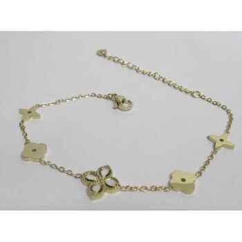 bracelet chaîne trefle fleur acier doré inoxydable