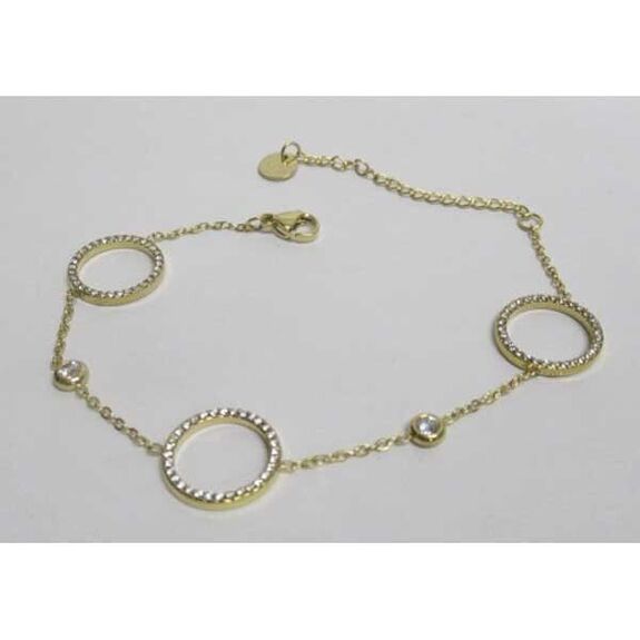 3-circle rhinestone chain bracelet in steel