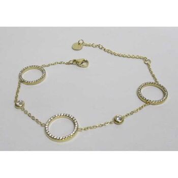 bracelet chaine 3 cercles strass en acier