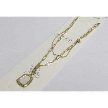 collier double chaîne medaillon nacre acier doré