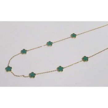 jewelry necklace 7 clovers green steel