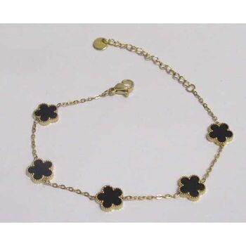 jewelry bracelet 5 clovers black steel