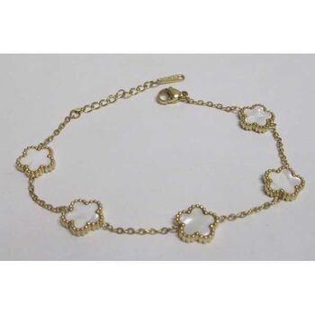 bijoux bracelet 5 trèfles nacre en acier