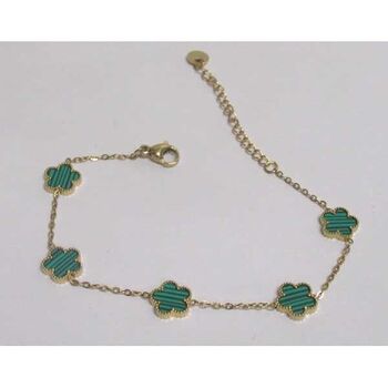 jewelry bracelet 5 clovers green steel