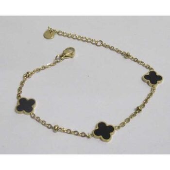 jewelry bracelet clover flower black steel