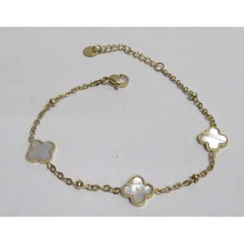 jewelry bracelet clover flower mother-of-pearl in steel