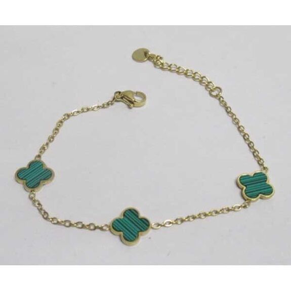 bijoux bracelet trèfle fleur acier vert