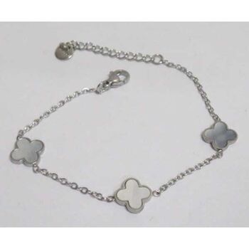 jewelry bracelet clover flower silver mother-of-pearl steel