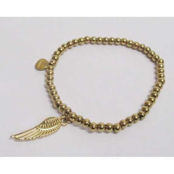 bracelet acier elastique boules pendentif aile ange