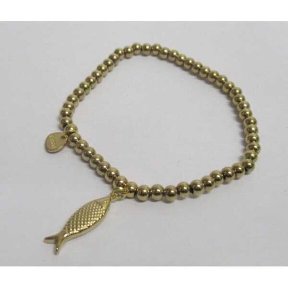 bracelet acier elastique boules pendentif poisson