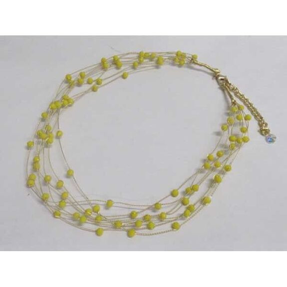 bijoux collier fils et perle jaune