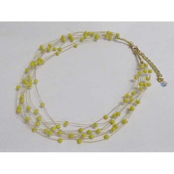 bijoux collier fils et perle jaune