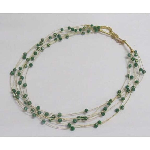 green pearl jewelry and gold threads