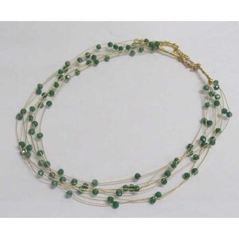 green pearl jewelry and gold threads