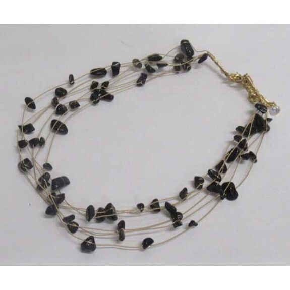 bijoux collier cailloux fils dore