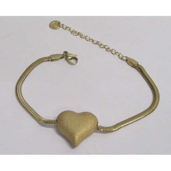 bracelet gourmette coeur scintillant en acier inoxydable