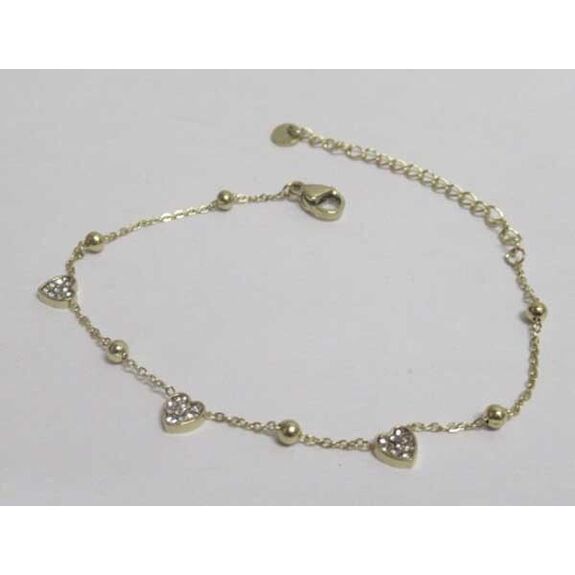 heart-shaped bracelet with rhinestones and charm beads