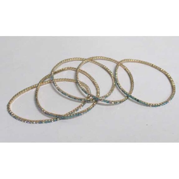 lot of 5 bracelet 1 row blue rhinestones