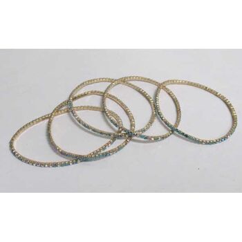 lot of 5 bracelet 1 row blue rhinestones