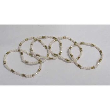 set of 5 beige pearl bracelets