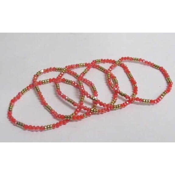 set of 5 coral pearl bracelets