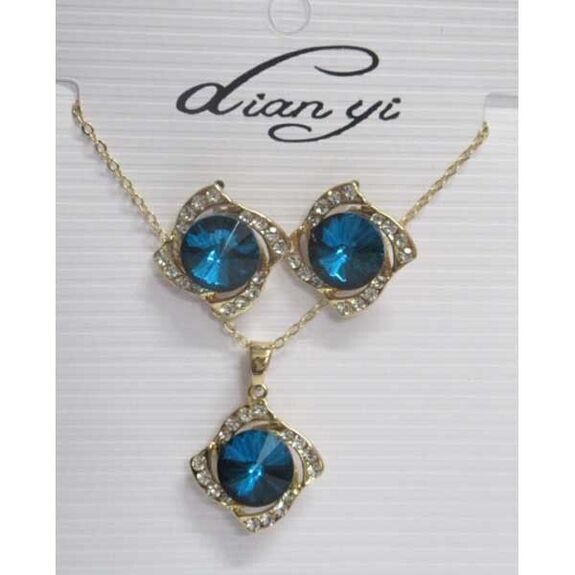 bijoux cristal turquois collier boucles d'oreilles