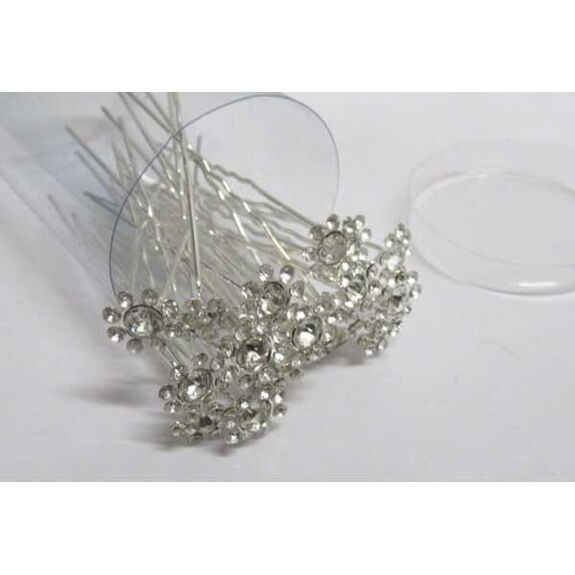 Large crystal hair clip pin surrounded by small crystals