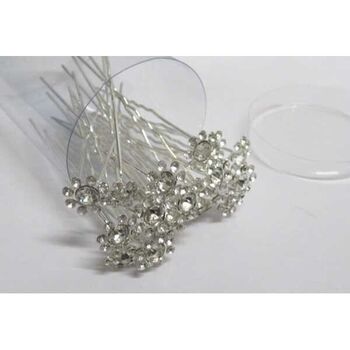 Large crystal hair clip pin surrounded by small crystals