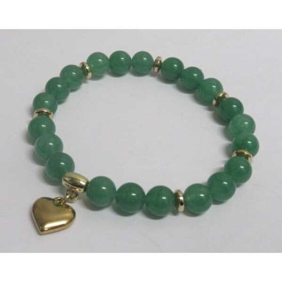 bracelet pierre verte charm s coeur