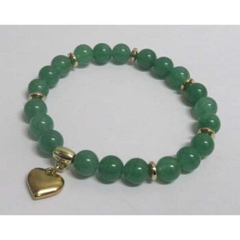 bracelet pierre verte charm s coeur