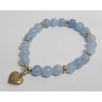 bracelet pierre aigue marine pendant coeur