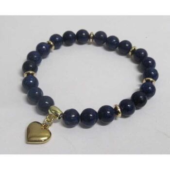 bracelet lapis azuli coeur doré