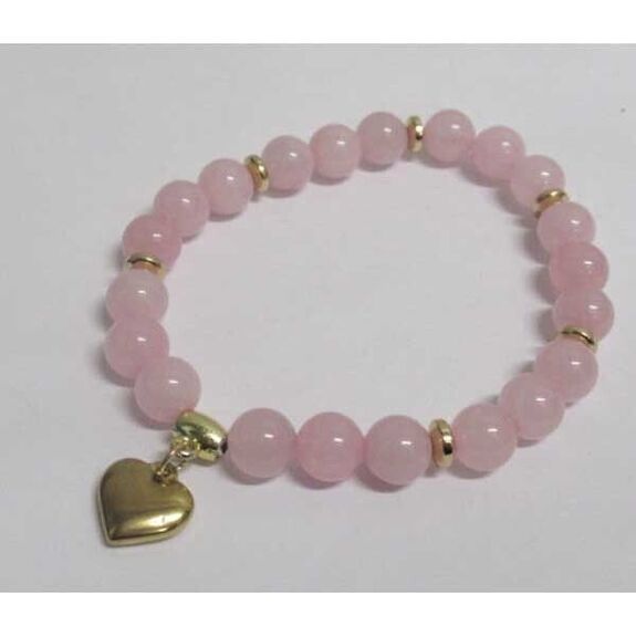 bracelet quartz rose coeur doré