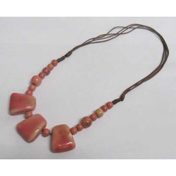 ceramic chain cube pendant in pink
